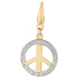 Gold Over Silver 0.09ct TDW Diamond Peace Sign Charm Gold Over Silver 0.09ct TDW Diamond Peace Sign Charm
