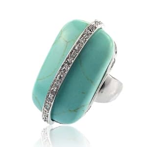 Turquoise Crystal Ring Size 7 Fashion Jewelry