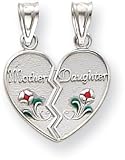 Green/Red Enameled Mother/Daughter Charm, 14K White Gold