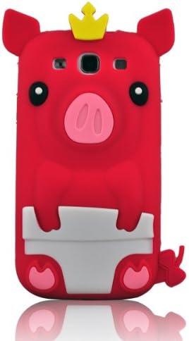 W-RainBow Lovely Red Cartoon 3D Crown Pig Soft Silicone Case for Samsung Galaxy S3 SIII I9300