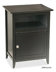 Contemporary Black Finish Solid Wood Night Stand