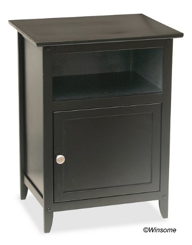 Contemporary Black Finish Solid Night Stand