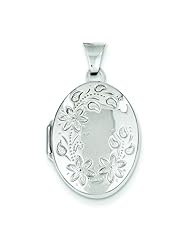 Sterling Silver Flower Oval Locket Jewelry 28mm