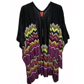 Missoni for Target Women's Ruana Black/Purple Zig Zag Cape Shawl