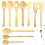 10 Piece Bamboo Utensil Set With Extra Large Spoons And Turners