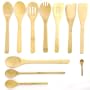 10 Piece Bamboo Utensil Set With Extra Large Spoons And Turners