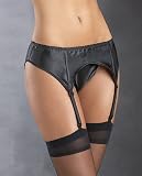Black Satin Garterbelt, G-string & Stocking Set!