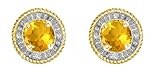 10k Yellow Gold, November Birthstone, Citrine and Diamond Earrings