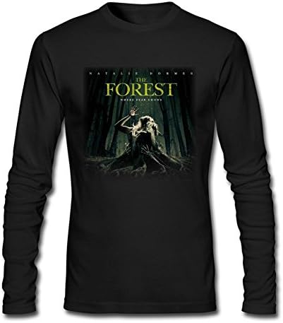 WEREXC Design Long Sleeve tshirts for Men 100% Cotton-the Forest Black XXXL
