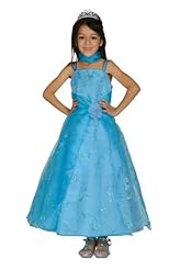 Girls Spaghetti Strap Organza Ankle Length  Dress