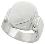 Sterling Silver Hand-Made Large Solid Oval Signet Ring size 9 1/2