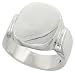 Sterling Silver Hand-Made Large Solid Oval Signet Ring