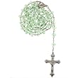 Light Green Crystal Rosary with Faceted Rondell Beads in 8x6mm - 28'' Necklace - 21'' Overall Length