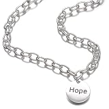 Sterling Silver HOPE Disc Charm on Rolo Chain Necklace 16in