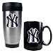 New York Yankees MLB Stainless Steel Travel Tumbler & Black Ceramic Mug Set - Primary...