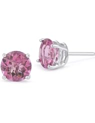 5mm Pink Sapphire Stud Earrings, 14K White Gold Screw Back Posts