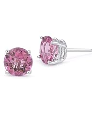 5mm Pink Sapphire Stud Earrings, 14K White Gold Push Back Posts