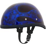 Daytona Multi Skull Flames Eagle Novelty Cruiser Motorcycle Helmet w/ Free B&F Heart Sticker Bundle - Blue - Small