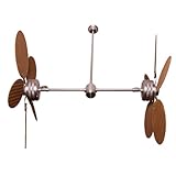 Yosemite Home Decor TWIN PEAKS BN 48-Inch Adjustable Outdoor Dual Ceiling Fan, Brushed Nickel