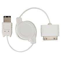 Eforcity Premium Retractable Apple iPod to Firewire/1394 Cable, White {Compat...
