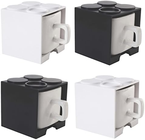 CLEARANCE Le Bleu Bean Espresso Cups, Gift Boxed, (Black White 4-Pack)