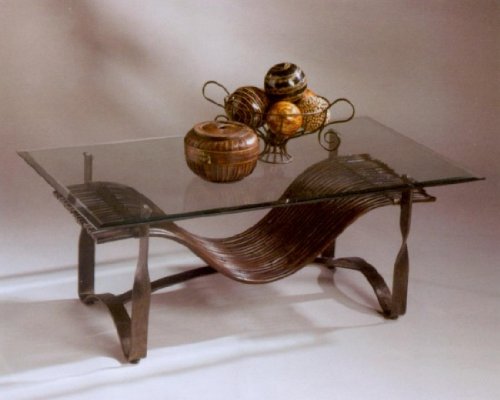 Bamboo Base Cocktail Table With Glass Top