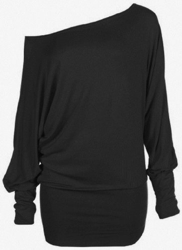 Crazy Girls Women's Long Sleeve Off Shoulder Plain Batwing Top