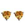 EXP Sterling Silver Heart Shaped Citrine Stud Earrings
