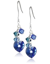 Sterling Silver Swarovski Elements Heart and Drops French Wire Earrings