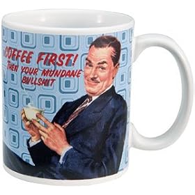 Coffee First Retro Decal Mug by Coffee Mugs
