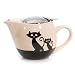 HuesNBrews Cattitude Infuser 17-Ounce Ivory Teapot, 1 Pack