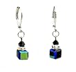 Earrings - E252 - Crystal Cube ~ Jet AB (Black Irridescent)