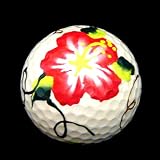 GOLF BALL - HAND PAINTED - DESIGN: HIBISCUS