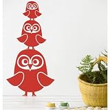 Ferm Living Three Owls Vinyl Wall Sticker - Red