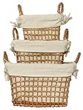Willow Rectangle Roll Baskets With Cotton Liners Set / 3, Large=11