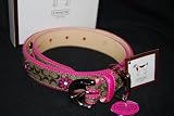 Coach Mini Signature Dog Collar Pink Daisy XL with Engraveable Charm