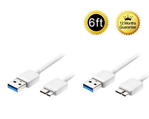 JANKO 2PCs Extra Long 6 Feet / 2 Meters USB 3.0 Sync and Charging Cable Charger Power Cord for Samsung Galaxy S5 i9600 Galaxy Note 3 III N9000