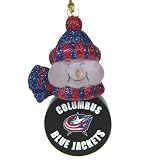 Pack of 4 NHL Columbus Blue Jackets LED Lighted Puck Snowmen Christmas Ornaments