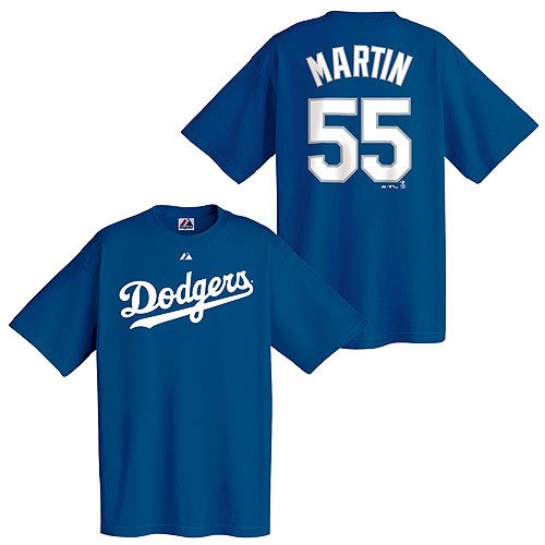 Russell Martin (Los Angeles Dodgers) Name and Number T-Shirt (Royal) (2X-Large)