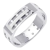 14K White Gold Diamond Wedding Band Width 6.0mm