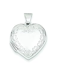 14K White Gold Domed Heart Locket Pendant Jewelry |A