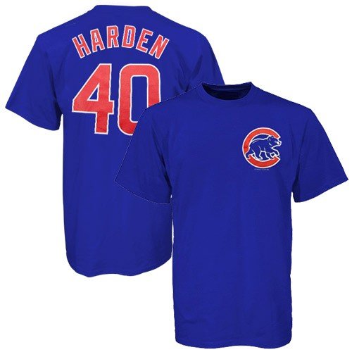 Majestic Chicago Cubs #40 Rich Harden Royal Blue Players T-shirt (X-Large)