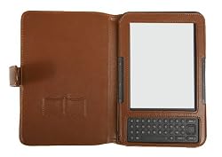 Navitech Brown Premium Leather Flip Carry Case For The Amazon Kindle Keyboard / 3G & Mini In Car USB Charger & Anti-glare Screen Protector