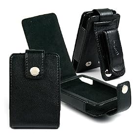 BLACK Leather Case Cover for Creative Zen & Zen MX 4gb 8gb 16gb & 32gb with Belt Clip