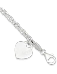 Sterling Silver 1.5mm Heart Charm Bracelet