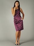 One Shoulder Satin Drape Dress for Bridesmaid Formal Prom
