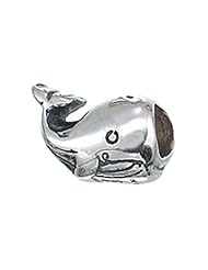Zable (tm) Sterling Silver Whale Bead / Charm