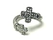 Silvertone Double Cross Adjustable Metal Fashion Ring