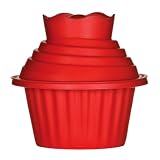 Premier Housewares 3-Piece Giant Silicone Cupcake Mould, 19 cm Diameter x 18 cm Height, Red