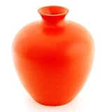 EXP Apple Shaped Handmade Mango Wood Flower / Bud In Vibrant Orange (Thailand)